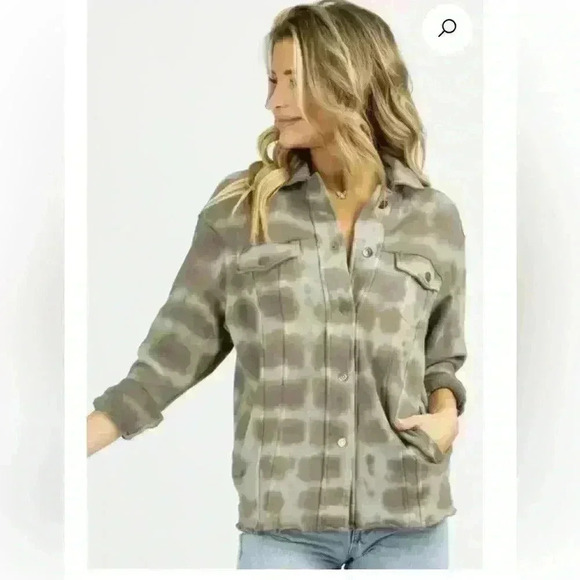 Anthropologie Olivaceous Dyed Shacket Sized Small - Picture 3 of 11